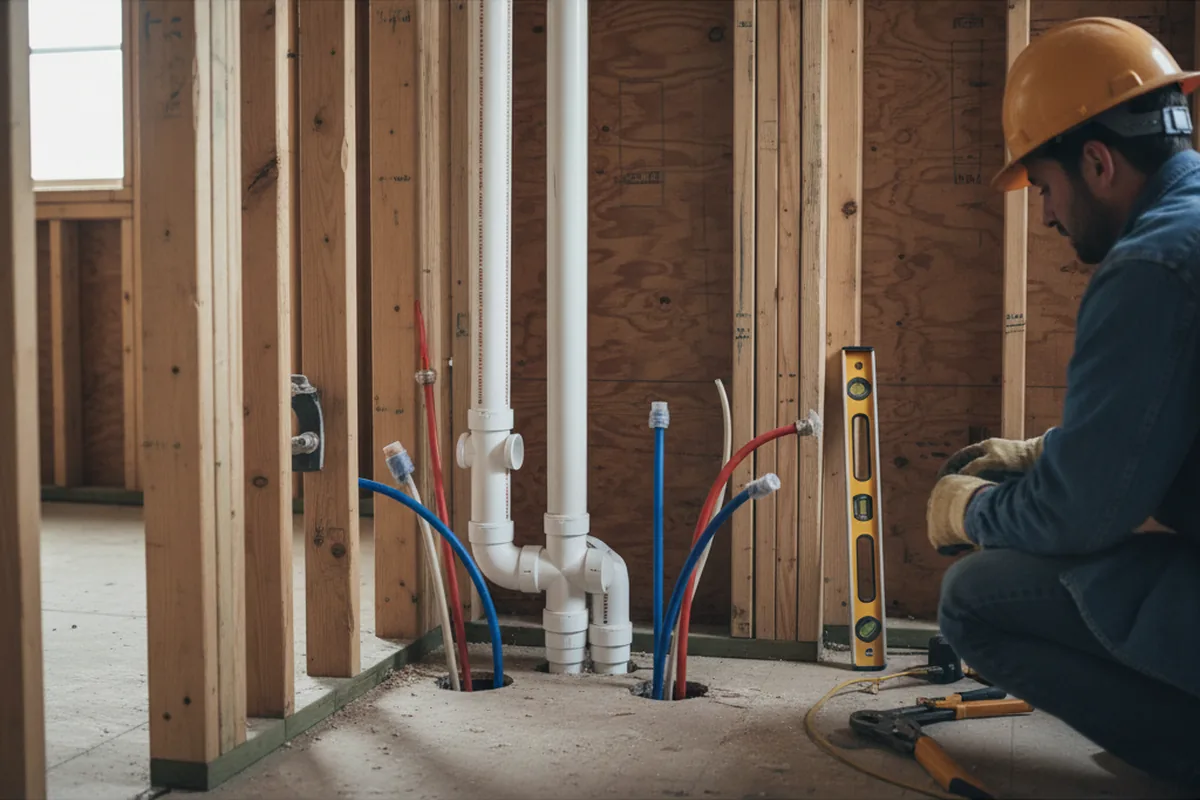 Drain and supply rough-in during Drain Cleaning in Saulsbury
