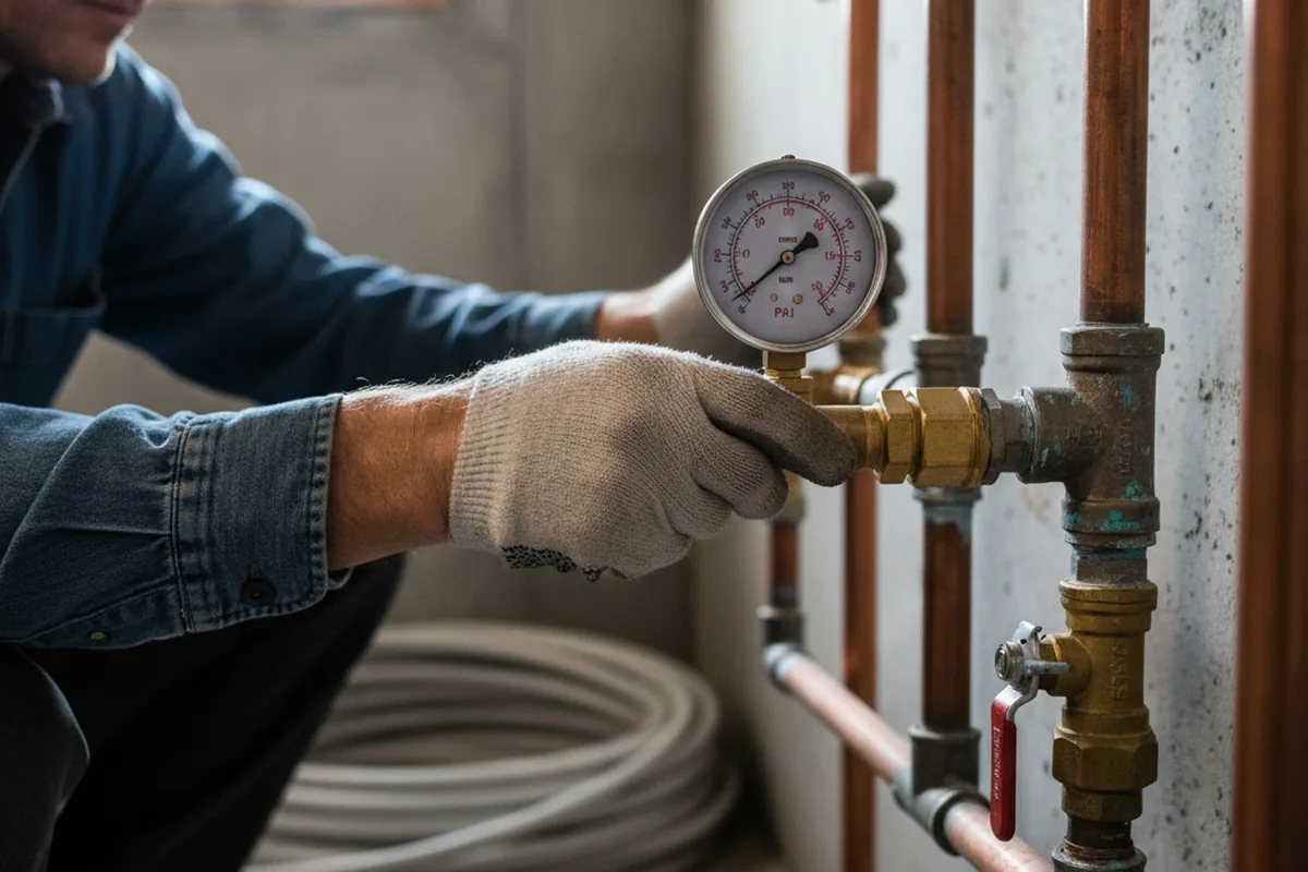 Pressure testing a repaired line during Water Line Repair in Saulsbury